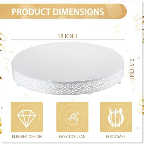 18 Inch Round Wedding Cake Stand for Cupcakes & Desserts, White in White, alternate view 2
