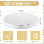 18 Inch Round Wedding Cake Stand for Cupcakes & Desserts, White in White, alternate view 2