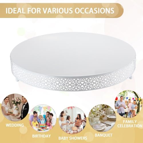 18 Inch Round Wedding Cake Stand for Cupcakes & Desserts, White in White, alternate view 3