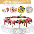 18 Inch Round Wedding Cake Stand for Cupcakes & Desserts, White in White, alternate view 4
