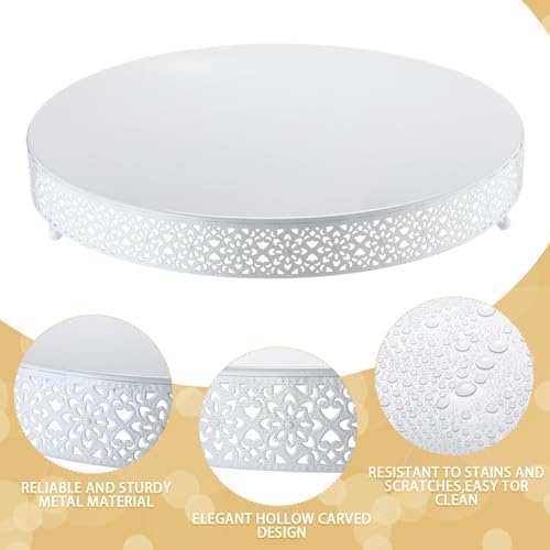 18 Inch Round Wedding Cake Stand for Cupcakes & Desserts, White in White, alternate view 5