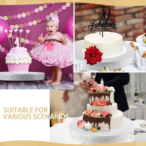 18 Inch Round Wedding Cake Stand for Cupcakes & Desserts, White in White, alternate view 6