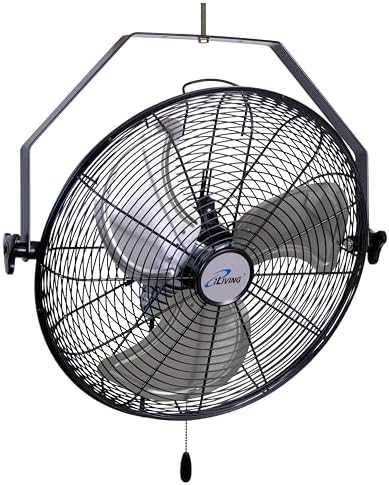 18 Inch Wall Mount Fan, 4550 CFM High Velocity Metal Fan with 3 Speeds, Sealed Motor & 360° Tilt, Heavy Duty