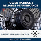 18 Inch Wall Mount Fan, 4550 CFM High Velocity Metal Fan with 3 Speeds, Sealed Motor & 360° Tilt, Heavy Duty, alternate view