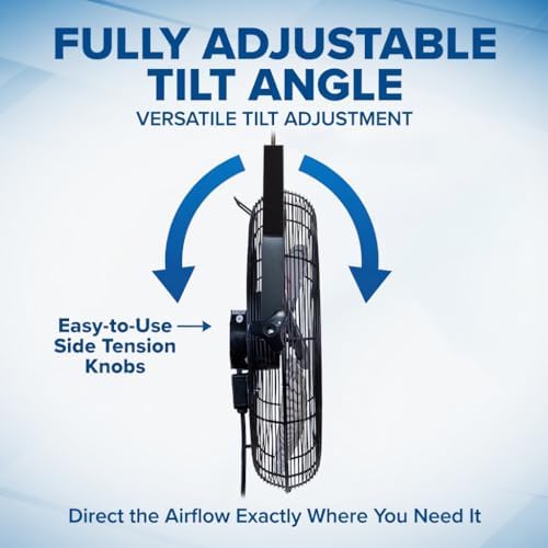 18 Inch Wall Mount Fan, 4550 CFM High Velocity Metal Fan with 3 Speeds, Sealed Motor & 360° Tilt, Heavy Duty, alternate view
