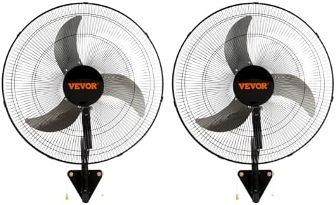 18 Inch Wall Mount Fan, Oscillating, 3-Speed, 4000 CFM, 2 Pack