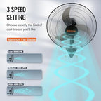 18 Inch Wall Mount Fan, Oscillating, 3-Speed, 4000 CFM, 2 Pack, alternate view 5