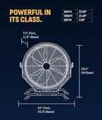 18" Outdoor Wall Mount Fan, High Velocity Hanging Fan for Patios, alternate view 2