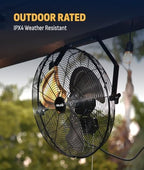 18" Outdoor Wall Mount Fan, High Velocity Hanging Fan for Patios, alternate view 5