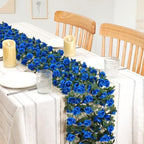 18 Pack 144 FT Artificial Flower Garland Fake Blue Roses Vines Silk Flowers in Blue, alternate view 2