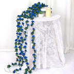 18 Pack 144 FT Artificial Flower Garland Fake Blue Roses Vines Silk Flowers in Blue, alternate view 4
