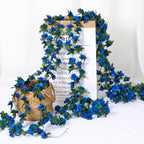 18 Pack 144 FT Artificial Flower Garland Fake Blue Roses Vines Silk Flowers in Blue, alternate view 6