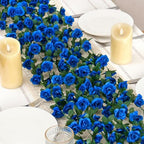 18 Pack 144 FT Artificial Flower Garland Fake Blue Roses Vines Silk Flowers in Blue, alternate view 7