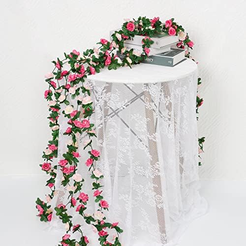18 Pack 144 FT Artificial Flower Garland Fake Pink Roses Vines Silk Flowers, alternate view 4