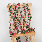 18 Pack 144 FT Artificial Flower Garland Fake Pink Roses Vines Silk Flowers, alternate view 5