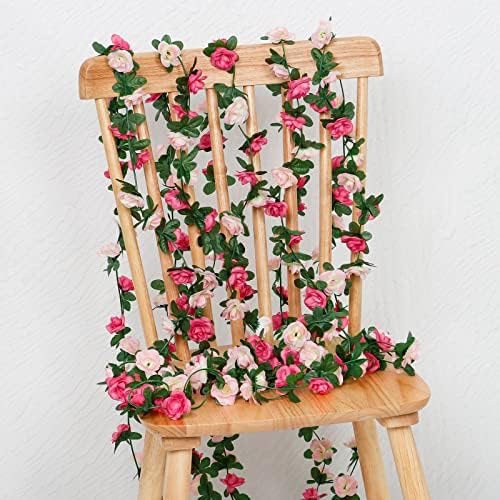 18 Pack 144 FT Artificial Flower Garland Fake Pink Roses Vines Silk Flowers, alternate view 5