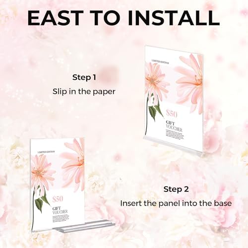 18 Pack 4x6 Acrylic Sign Holders, Clear Plastic Picture Frames 4x6 - Double-Sided Vertical Table Number Holders, alternate