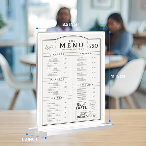 18 Pack Acrylic Sign Holder 8.5 x 11, Double-Sided Clear Sign Holder Plastic Stands for Display, T Shape Acrylic, alternate