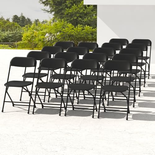 18 Pack Black Folding Chairs for School Events Wedding Party Picnic