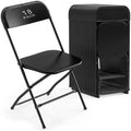 18 Pack Black Plastic Folding Chairs, Steel Frame,350lb