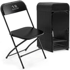 18 Pack Black Plastic Folding Chairs, Steel Frame,350lb