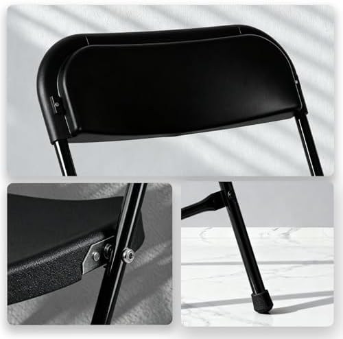 18 Pack Black Plastic Folding Chairs, Steel Frame,350lb, alternate view 6