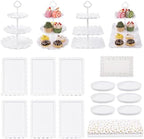 18 Pack Dessert Table Display Set 3 Tiered Tray Stand & Cupcake Holder Display Tower for Cakes, Cupcakes