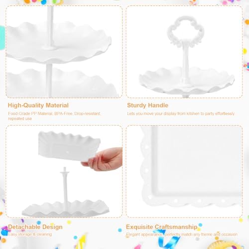 18 Pack Dessert Table Display Set 3 Tiered Tray Stand & Cupcake Holder Display Tower for Cakes, Cupcakes, alternate view 5