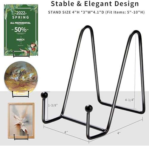 18 pcs 4.5in Plate Stands for Display, Metal Plate Holders Display Stands Can Be Used for Picture Stand, Book, alternate view