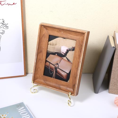 18 Pcs 4/6/8 Inch Plate Stands for Display, Gold Iron Small Easels Tabletop Picture Stand Multifunctional, alternate view 2