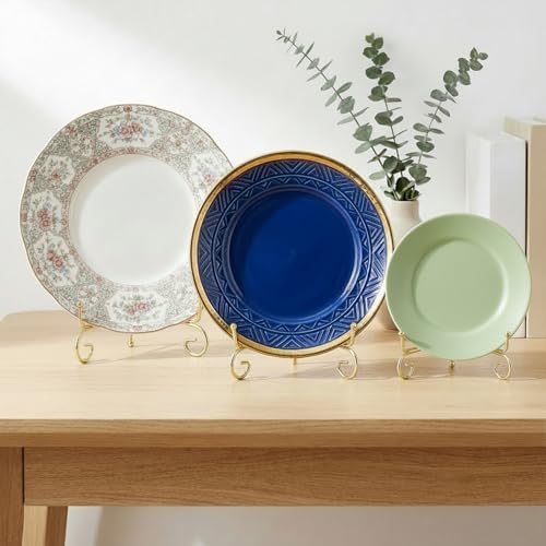 18 Pcs 4/6/8 Inch Plate Stands for Display, Gold Iron Small Easels Tabletop Picture Stand Multifunctional, alternate view 5