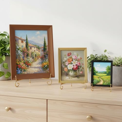 18 Pcs 4/6/8 Inch Plate Stands for Display, Gold Iron Small Easels Tabletop Picture Stand Multifunctional, alternate view 6