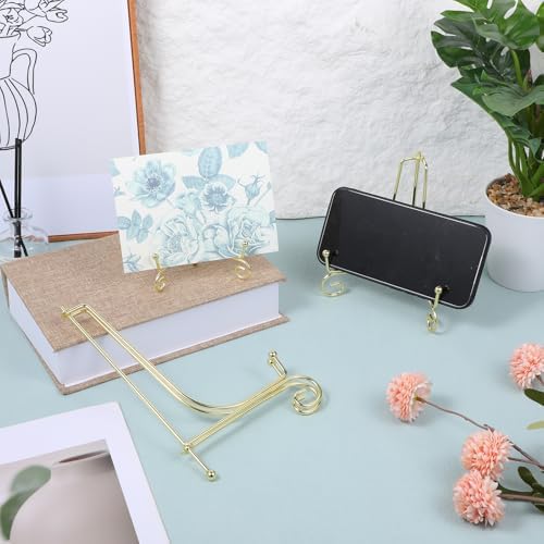 18 Pcs 4/6/8 Inch Plate Stands for Display, Gold Iron Small Easels Tabletop Picture Stand Multifunctional, alternate view 7