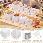 18 Pcs Buffet Risers Set, 8 White Acrylic Stand, 8 Signs, 2 Markers in white, alternate view 4
