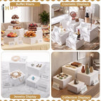 18 Pcs Buffet Risers Set, 8 White Acrylic Stand, 8 Signs, 2 Markers in white, alternate view 6