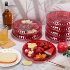 18 Pcs Christmas Plastic Divided Serving Tray with Lid 10" Dishes in Red, alternate view 2