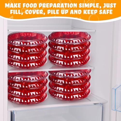 18 Pcs Christmas Plastic Divided Serving Tray with Lid 10" Dishes in Red, alternate view 6