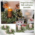 18 PCS Christmas Wreath Christmas Kitchen Cabinet Wreaths with Burlap Ribbon Mini Wreath Pine Garland Frosted, alternate view