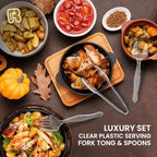 18 Pcs Clear Plastic Serving Utensils Set - 6 Clear Plastic Serving Spoons, 6 Tongs And 6 Forks - Heavy Duty, alternate view