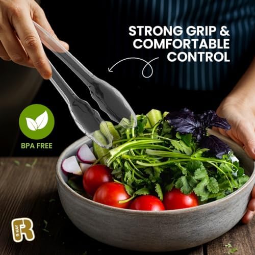 18 Pcs Clear Plastic Serving Utensils Set - 6 Clear Plastic Serving Spoons, 6 Tongs And 6 Forks - Heavy Duty, alternate view