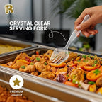 18 Pcs Clear Plastic Serving Utensils Set - 6 Clear Plastic Serving Spoons, 6 Tongs And 6 Forks - Heavy Duty, alternate view