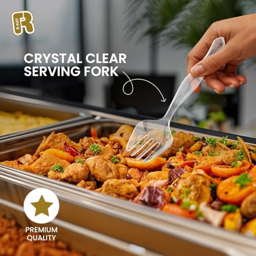 18 Pcs Clear Plastic Serving Utensils Set - 6 Clear Plastic Serving Spoons, 6 Tongs And 6 Forks - Heavy Duty, alternate view