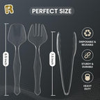 18 Pcs Clear Plastic Serving Utensils Set - 6 Clear Plastic Serving Spoons, 6 Tongs And 6 Forks - Heavy Duty, alternate view