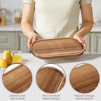18 Pieces Acacia Wood Tray Set, Serving Platters, 10 x 5 Inch in 10 x 5 Inch in Brown, alternate view 4