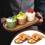 18 Pieces Acacia Wood Tray Set, Serving Platters, 10 x 5 Inch in 10 x 5 Inch in Brown, alternate view 5