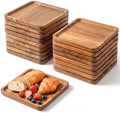 18 Pieces Acacia Wood Tray Set, Serving Platters, 8 x 8 Inch in 8 x 8 Inch in Tray
