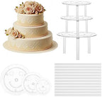 18 Pieces Cake Dowel Rods Set, 15 Pcs Cake Dowels Rods with 3 Pcs Cake Boards 4.72+6.29+7.87 inches Cake Dowels