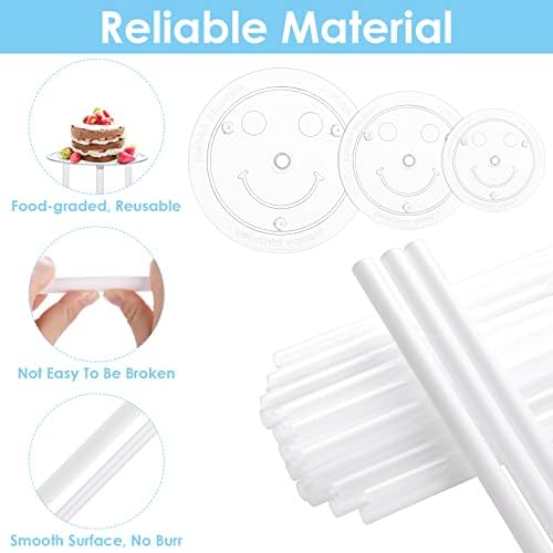 18 Pieces Cake Dowel Rods Set, 15 Pcs Cake Dowels Rods with 3 Pcs Cake Boards 4.72+6.29+7.87 inches Cake Dowels, alternate