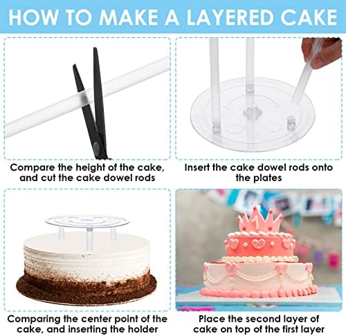 18 Pieces Cake Dowel Rods Set, 15 Pcs Cake Dowels Rods with 3 Pcs Cake Boards 4.72+6.29+7.87 inches Cake Dowels, alternate