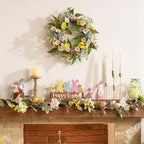 18'' Pre-lit Easter Wreath for Front Door, Lighted Spring Door Wreath with Pastel Egg & Daisy Flower, Artificial, alternate